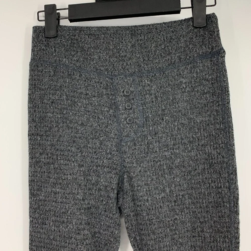 Aerie Leggings Black Gray Lounge Pull On Waffle Knit High Rise - Picture 6 of 13